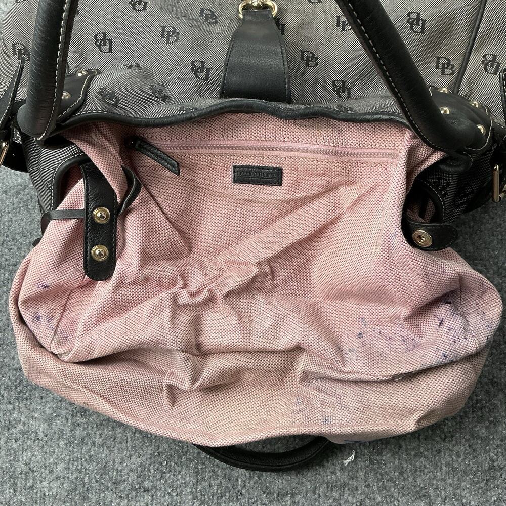 Vintage Dooney & Bourke Gray/Black Tulip Satchel Logo Purse With Clip - Picture 9 of 10